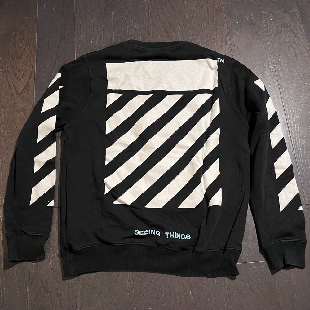Off-White Seeing Things Caravaggio Crewneck Cotton Jumper in Black Medium - Picture 8 of 8